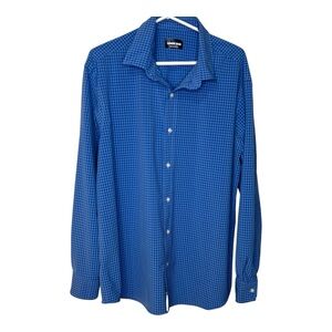 Lands' End Men’s Blue XL Plaid Gingham 
 Button Up Shirt
